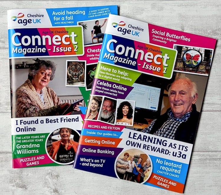 front covers of 2 issues of connect magazine