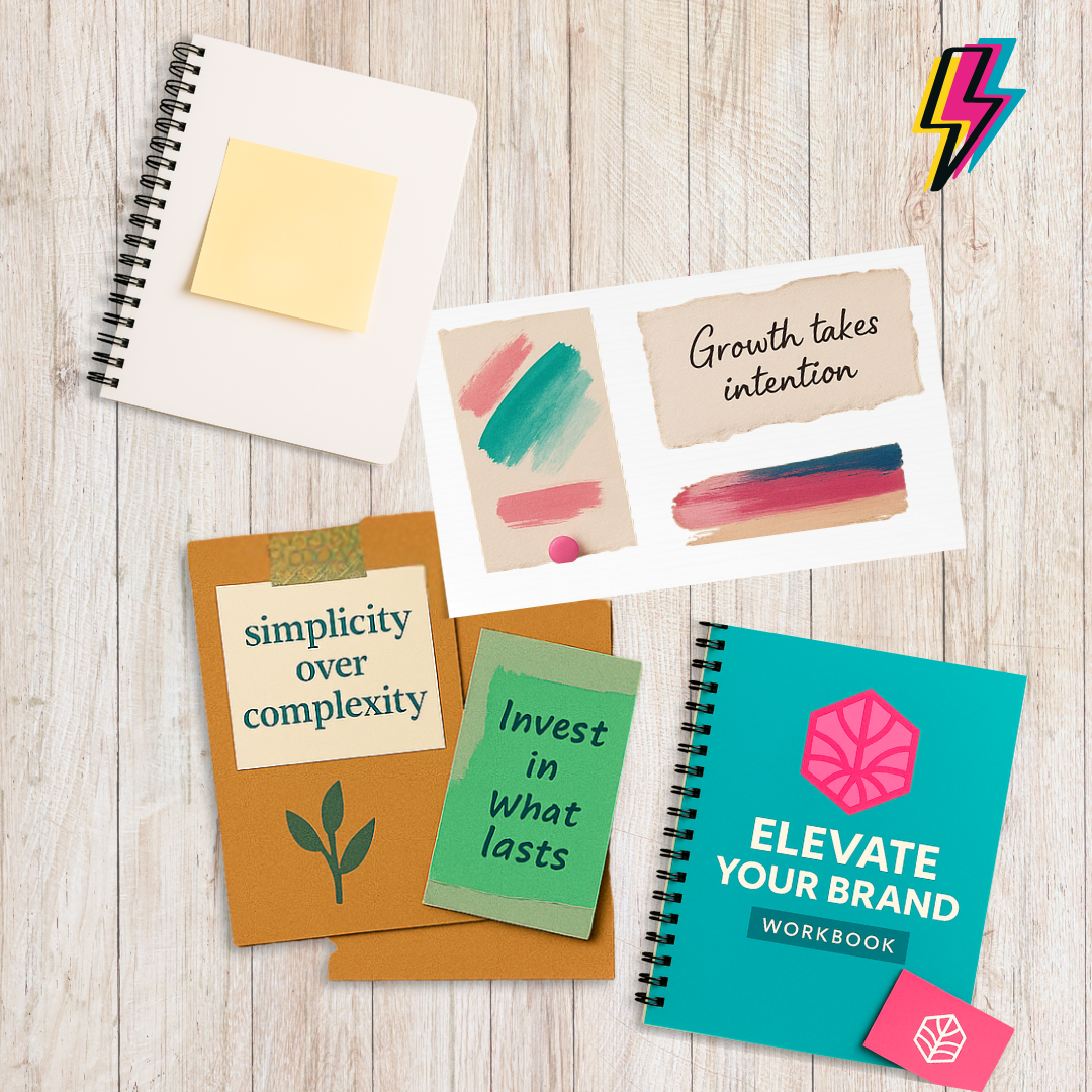 4 different mood boards on a wooden desk to represent the 4 outcomes of the quiz